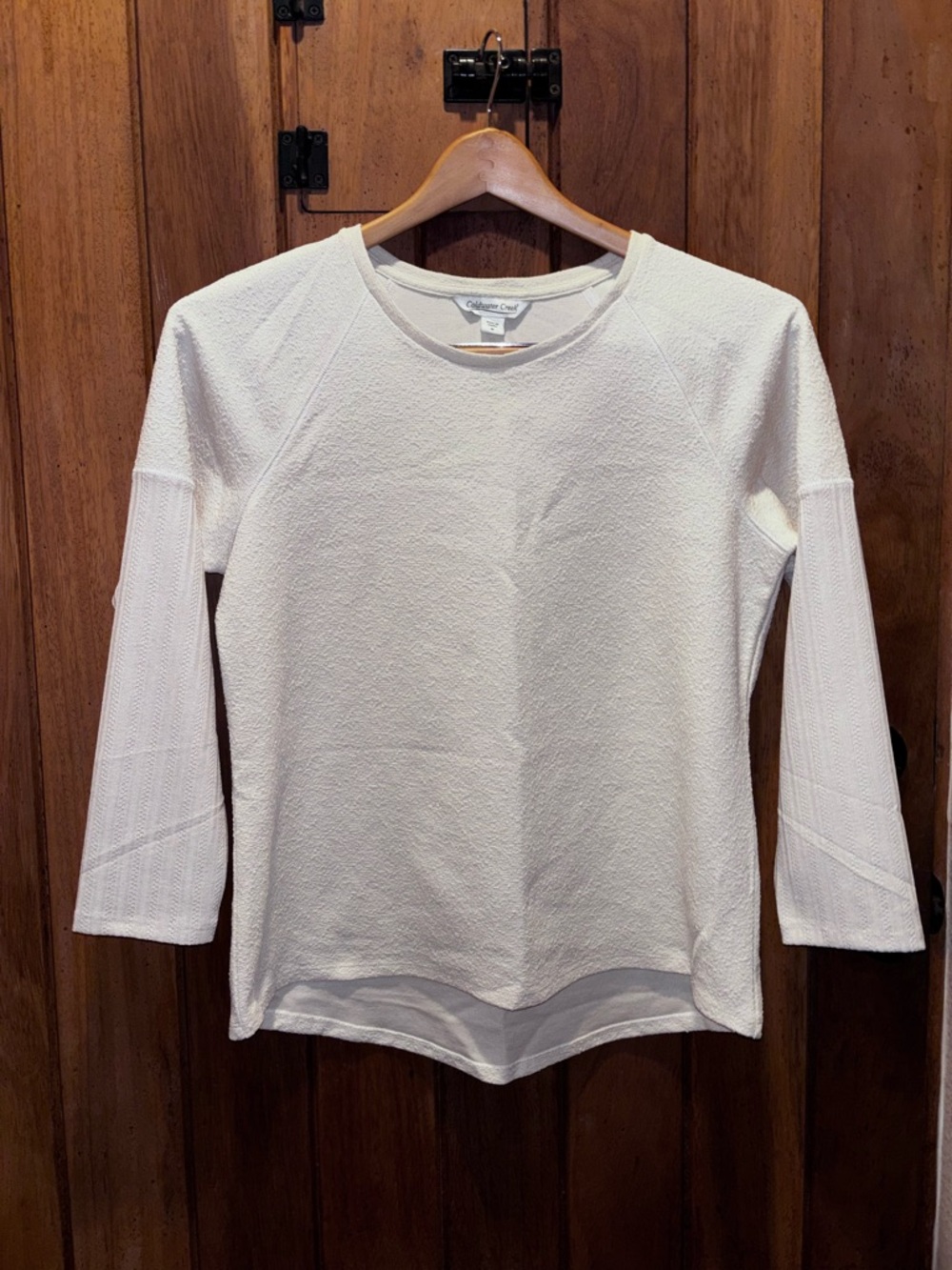 Coldwater Creek Cream Textured Knit Pullover
